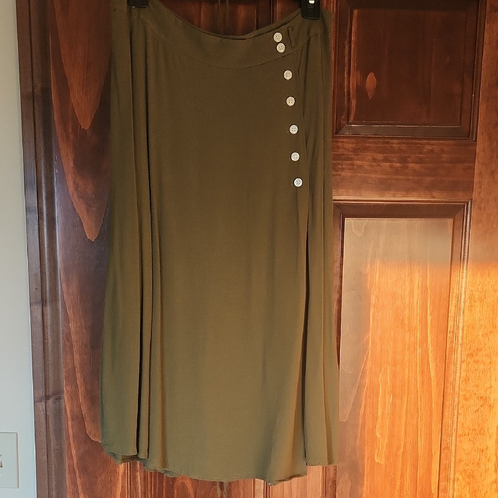 Talbots Green A-Line Knee-Length Skirt